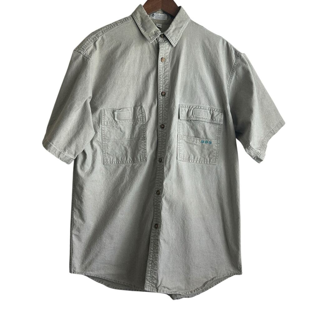 Columbia Mens Shirt M Khaki Button Up Cowboy Western‎ Outdoor Gorpcore Travel